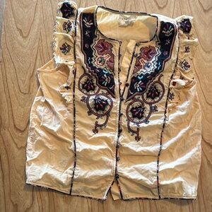 Sezane Cream Embellished Sleeveless Blouse